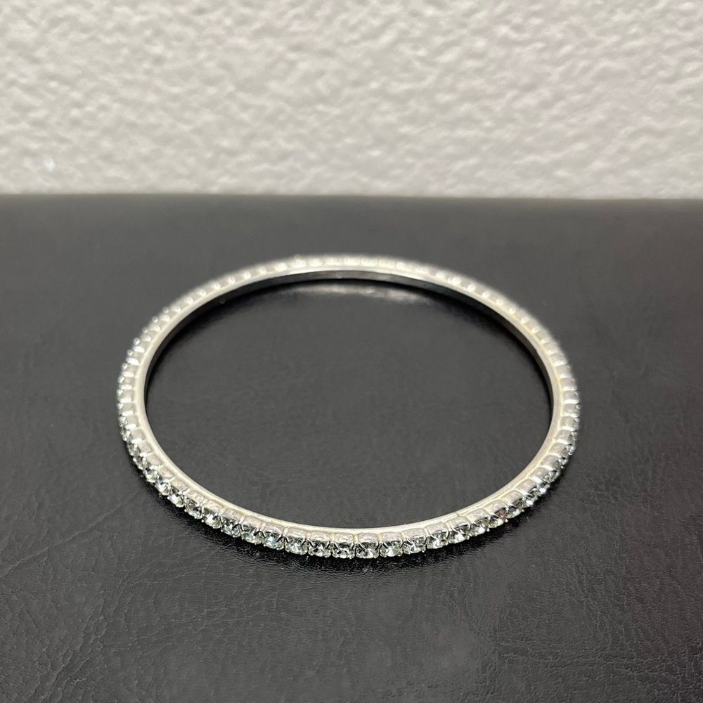 Diamond Bracelet Bangle Women’s Jewelry Silver Grey White Stone Costume​… - Picture 5 of 8